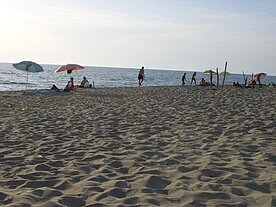 Enjoying the beach after a day's work