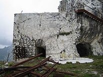 Abandoned marble hut in the quarry