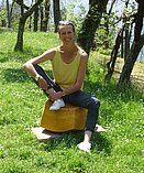 Katrin Pfister-Rosenzweig on one of her sitting stones