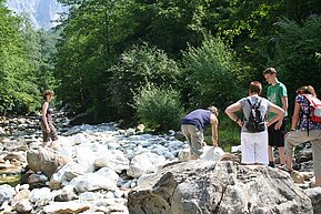 Zur Steinauswahl am Marmorflüsschen Serra