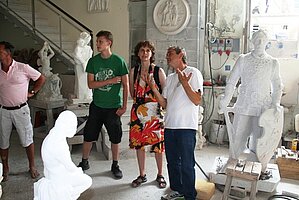 In a traditional sculpting workshop